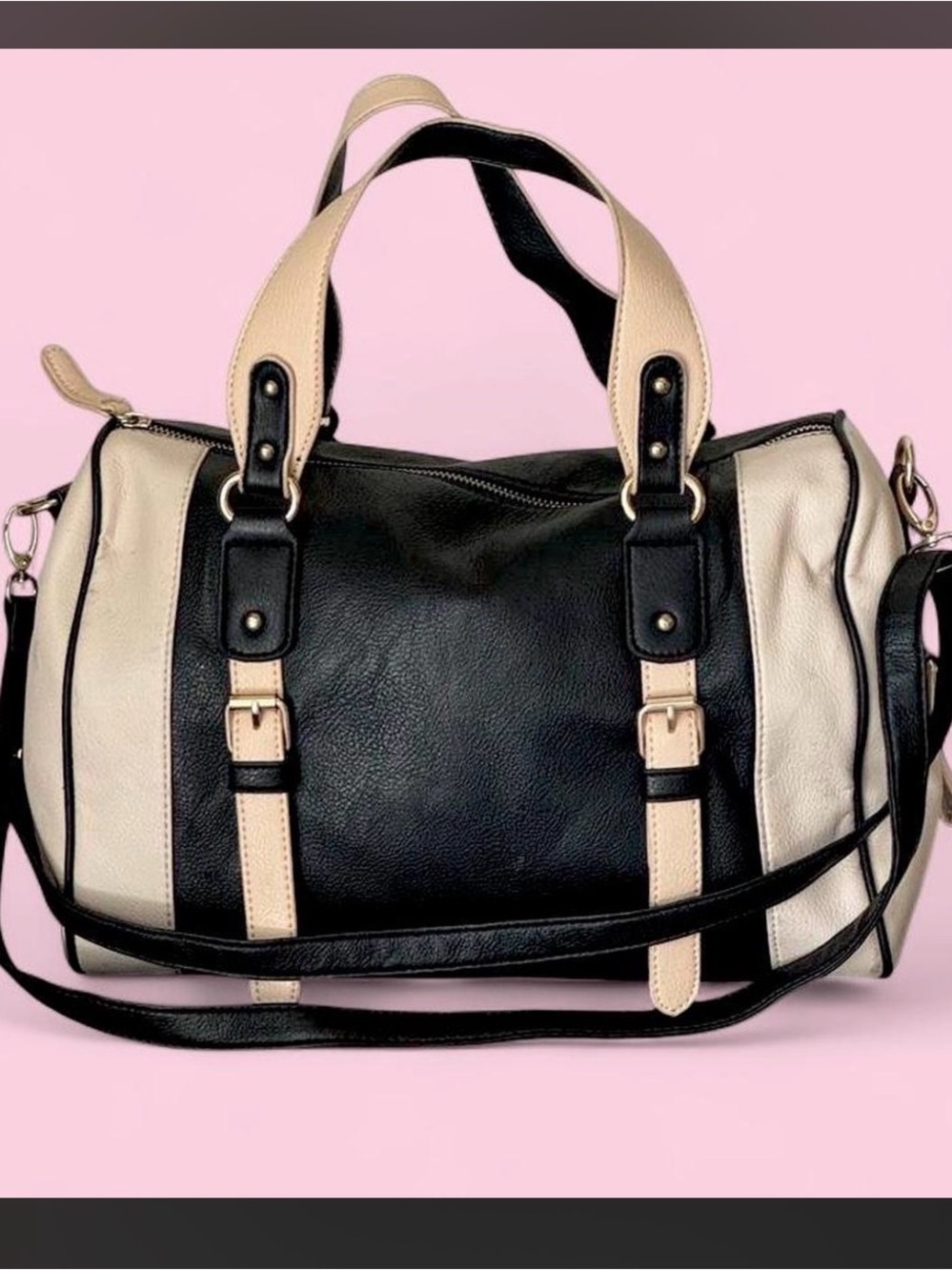 new directions Black and Cream Contrast Satchel